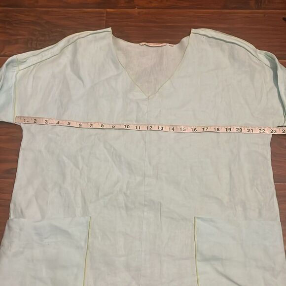 Soft Surroundings Blue 100% Linen Top Minimalist Boho Lagenlook Coastal Beach - Picture 5 of 10